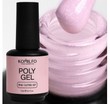 PolyGel №007 Pink Glitter (with shimmer) 15 ml. Komilfo