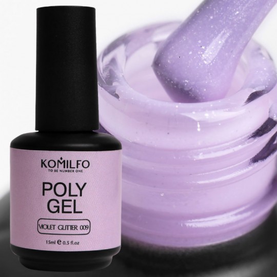 PolyGel №009 Violet Glitter (with shimmer) 15 ml. Komilfo