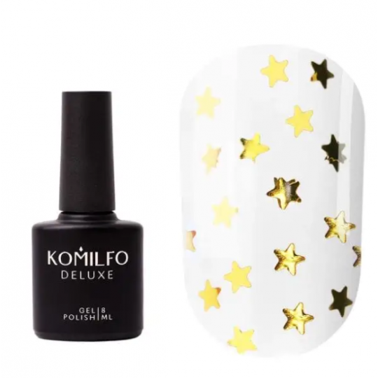 KOMILFO STAR NAILS GOLD TOP, БЕЗ ЛС, С УФ-ФИЛЬТРОМ, 8 МЛ