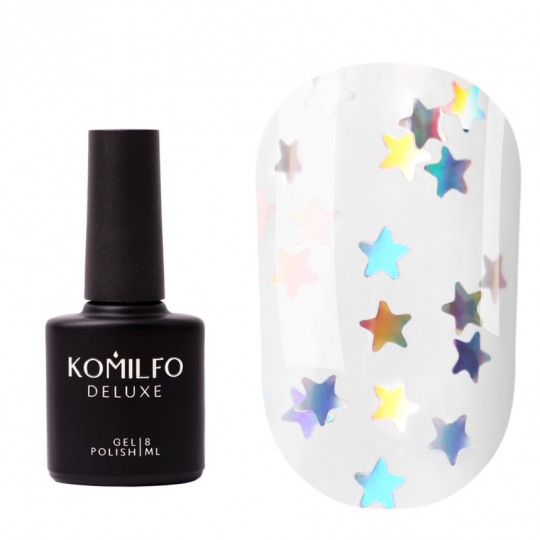 KOMILFO STAR NAILS HOLO TOP, БЕЗ ЛС, С УФ-ФИЛЬТРОМ, 8 МЛ