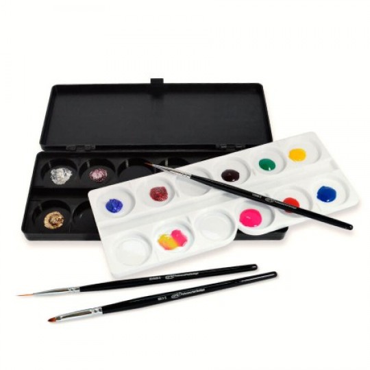 Pencil case-palette PNB black and white plastic, rectangular