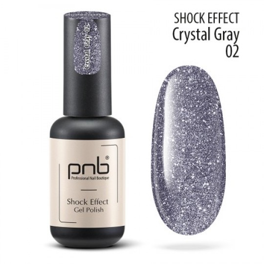 Gel polish PNB Shock Effect, Crystal gray 02