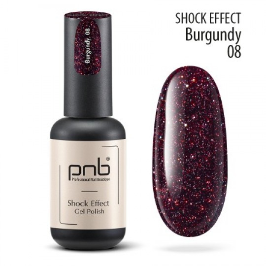 Gel polish PNB Shock Effect, Burgundy 08