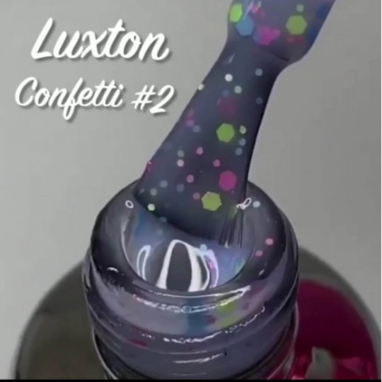 Гель-лак Luxton Confetti 002, йогуртовый с цветными конфетти, 10 мл.