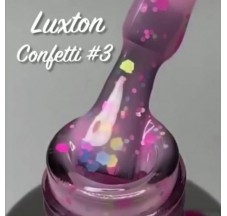 Luxton קונפטי 003 ג'ל לכה, ורוד יוגורט בהיר עם קונפטי צבעוני, 10 מ"ל.