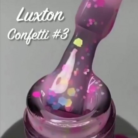 Luxton Confetti 003 Gel Lacquer, light yogurt pink with colored confetti, 10 ml.