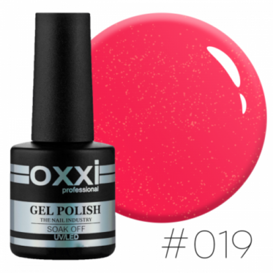 Oxxi gel polish #019 (light crimson with micro-sparkle)