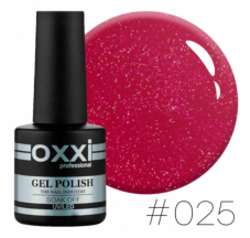 Oxxi gel polish #025 (red-crimson with micro-shine)