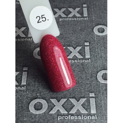 Oxxi gel polish #025 (red-crimson with micro-shine)