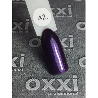 Oxxi gel polish #042 (dark purple with pinkish micro-shine)