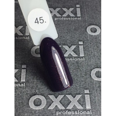 Oxxi gel polish #045 (dark purple with golden micro-shine)