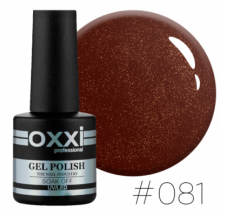 Oxxi gel polish #081 (red-brown with micro-shine)
