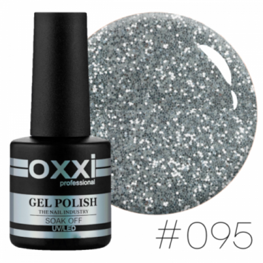 Oxxi gel polish #095 (rich silver glitter)