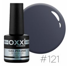 Oxxi gel polish #121 (dark gray-blue with barely noticeable micro-shine)