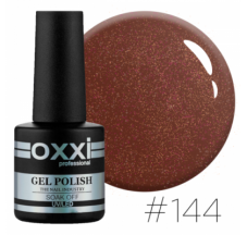 Oxxi gel polish #144 (very dark brown with micro-shine)