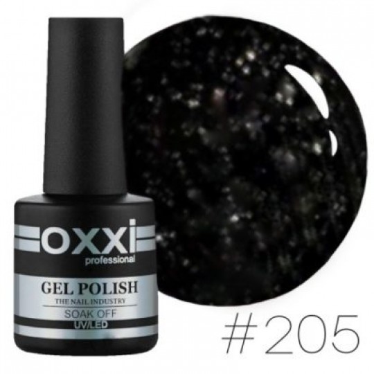 Oxxi gel polish #205 (black, with micro-shine)