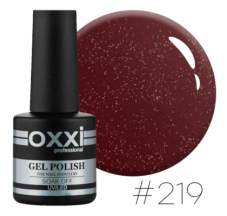 Oxxi gel polish #219 (red-burgundy, with sparkles)
