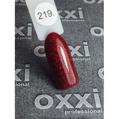 Oxxi gel polish #219 (red-burgundy, with sparkles)