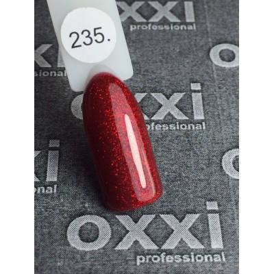 Гель лак Oxxi №235 (насыщенный красный, микроблеск)