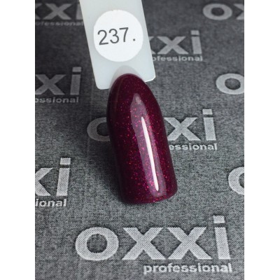 Oxxi gel polish #237 (red-burgundy, with sparkles)