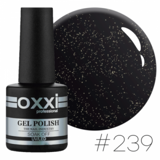 Oxxi gel polish #239 (black with red and green micro-shine)