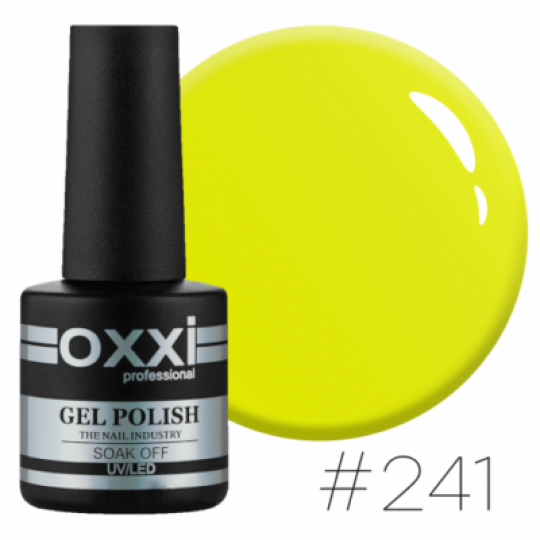 Oxxi gel polish #241 (bright lemon-yellow, neon)