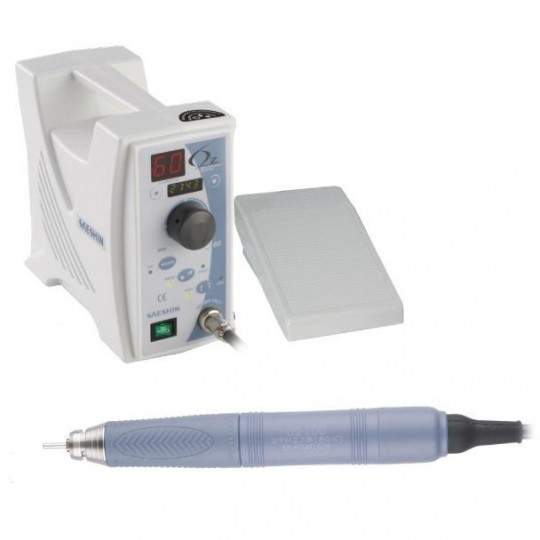 Saeshin OZ nail drill with OZ100 handpiece, 60K + speed pedal