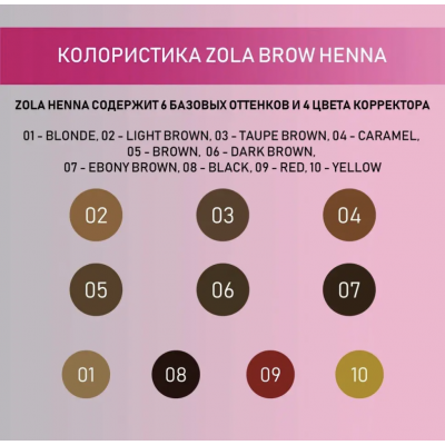 ZOLA Henna professional for eyebrows (corrector) 10 gr (10 YELLOW)